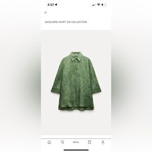 Zara jacquard green shirt L